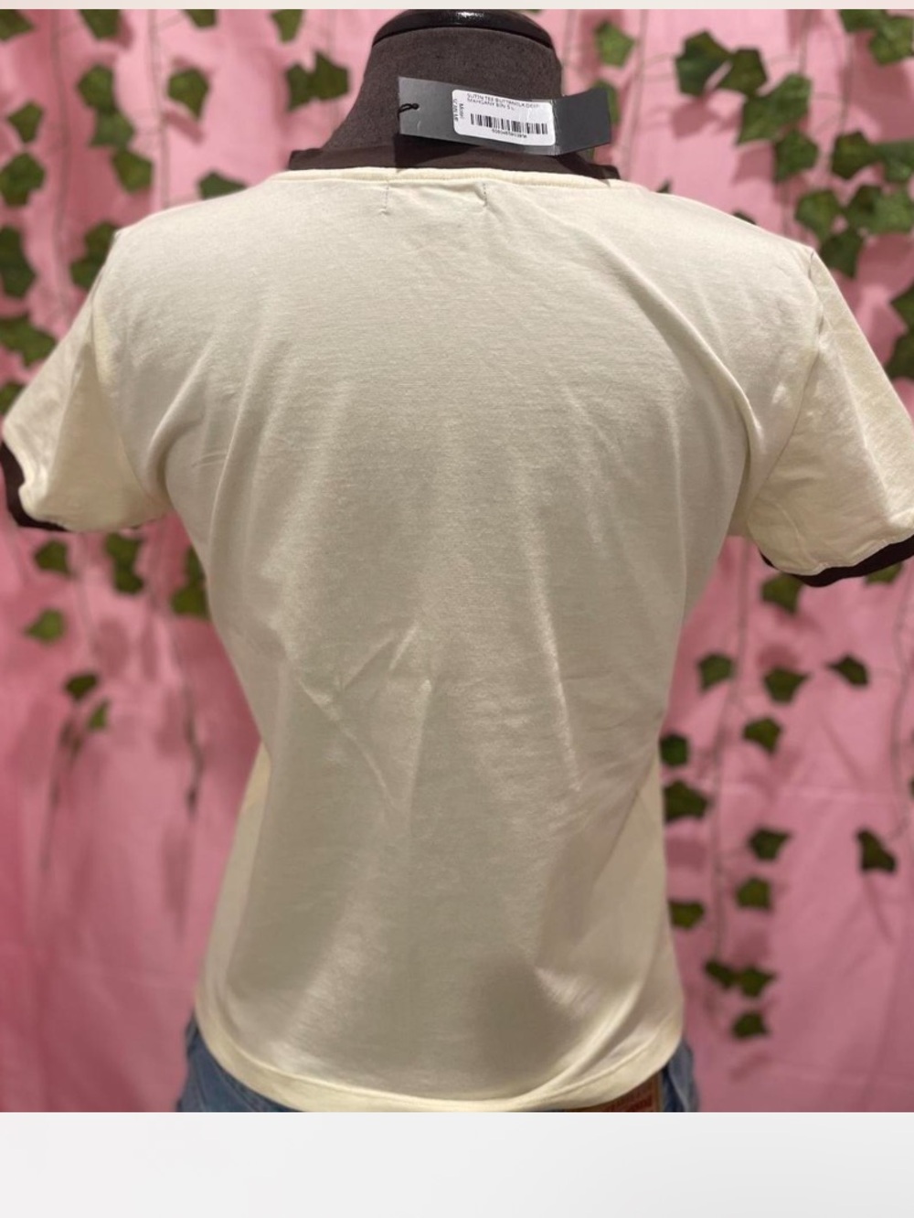 Motel Rocks Cream Ringer Tee with Black Number 5 - Picture 3 of 5